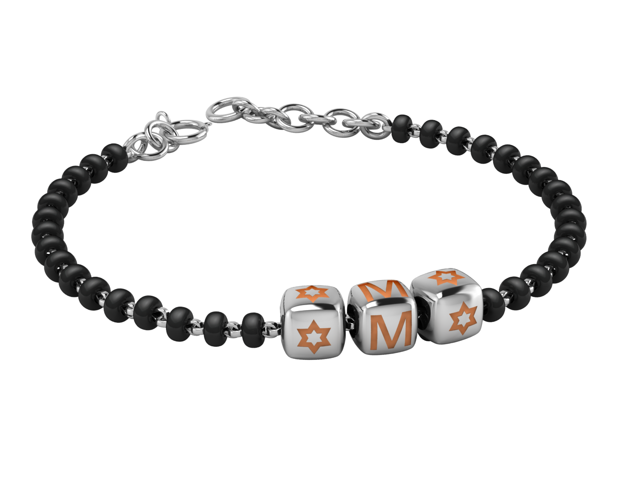 Sterling Silver Initial Nazariya For Baby & Child With Dice Babykubes 4 / Orange