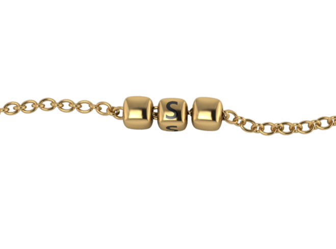 Sterling Silver Rakhi Bracelet 18 Kt Gold Plated With Oxidised Dice Cubes For Boys & Men