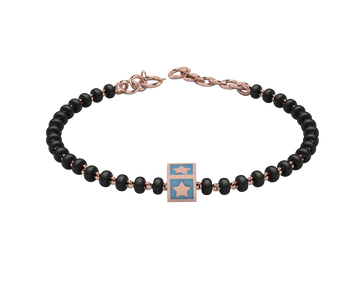 Sterling Silver Single Kube Nazariya For Baby & Child With Star Square Babykubes-18Kt Pink Gold