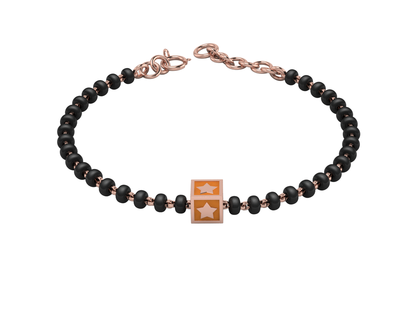Sterling Silver Single Kube Nazariya For Baby & Child With Star Square Babykubes-18Kt Pink Gold