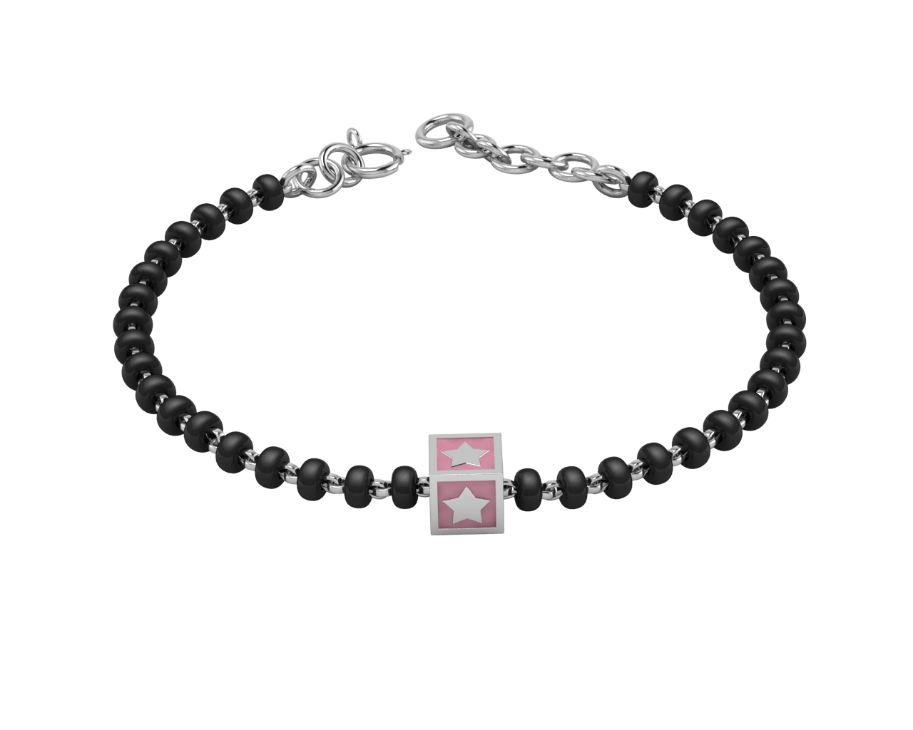 Sterling Silver Single Kube Nazariya For Baby & Child With Star Square Babykubes 4 / Pink