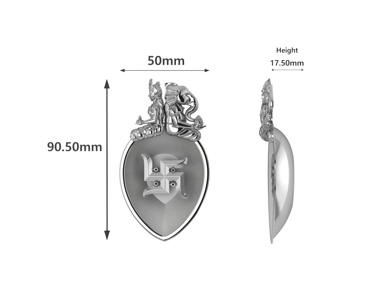 Sterling Silver Ganesh Laxmi Swastik Pear Diya & Agarbatti Holder Set By Isvara