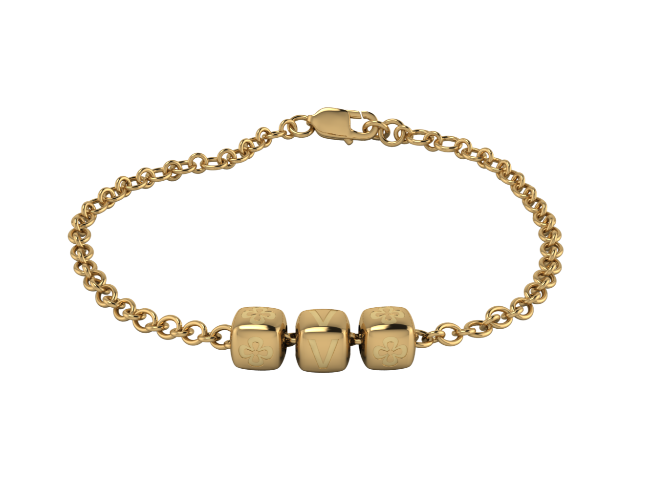 Sterling Silver Rakhi Bracelet 18 Kt Gold Plated With Plain Dice Cubes For All