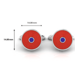 Sterling Silver Cufflinks with transparent red and blue enamel