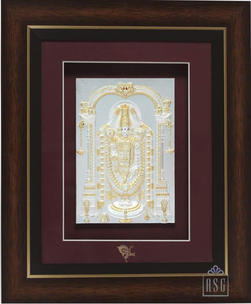 Pure Silver God Photo Frame of Balaji by Isvara