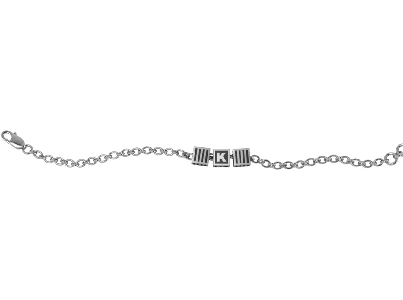 Sterling Silver Rakhi Bracelet With Oxidised Cubes For Boys & Men