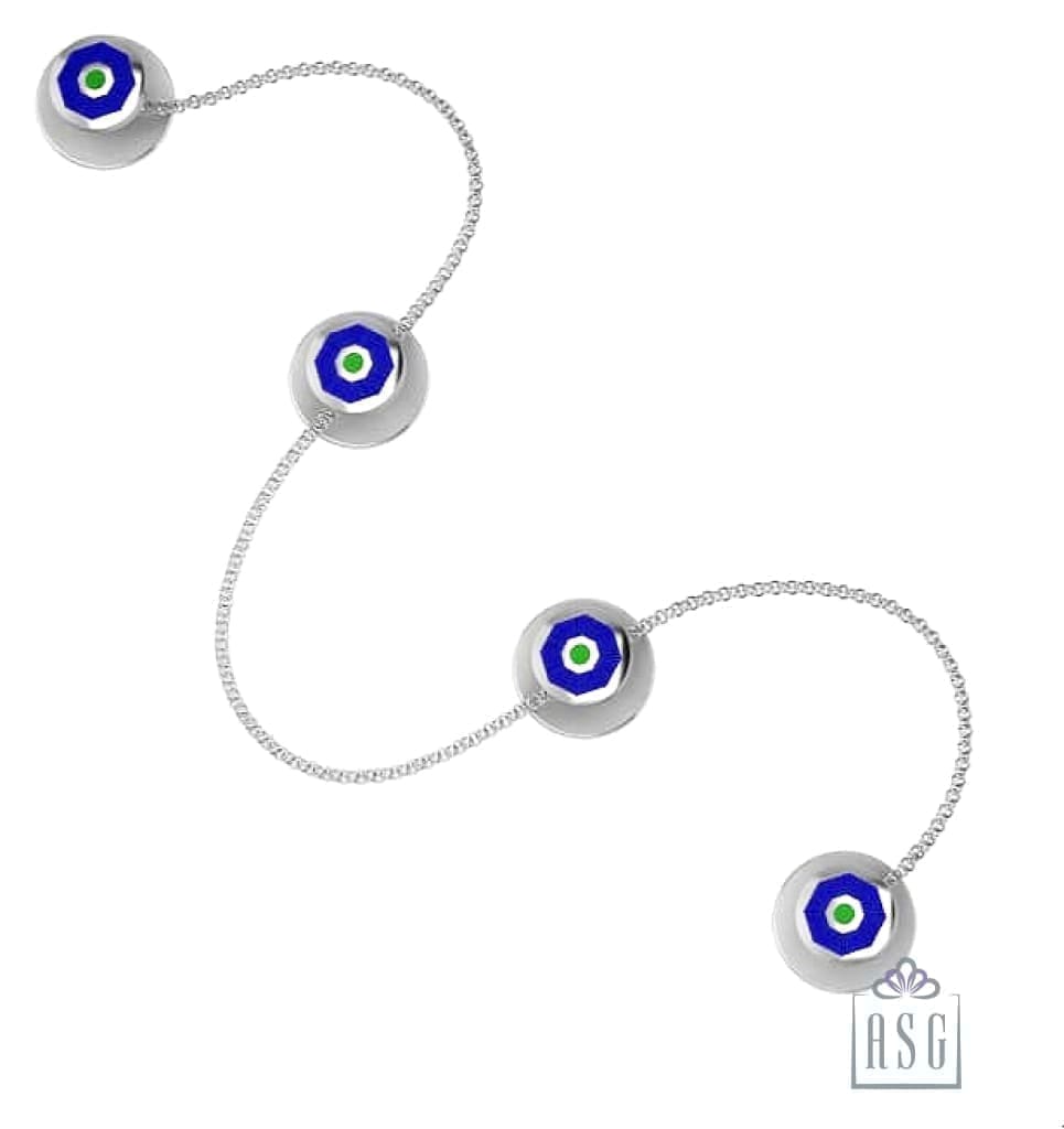 Sterling Silver Kurta Buttons for Men- Green Blue enamelled Octagon