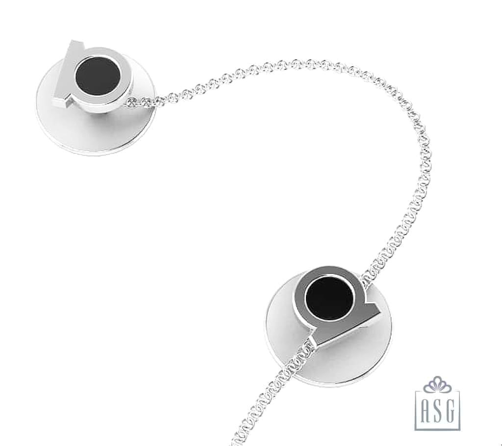 Sterling Silver Kurta Buttons for Men - Black enamel Shells