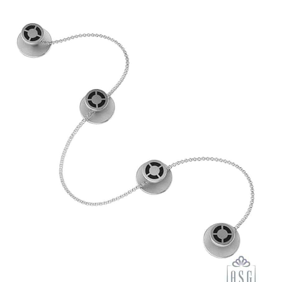 Sterling Silver Kurta Buttons for Men - Crescent black enamel
