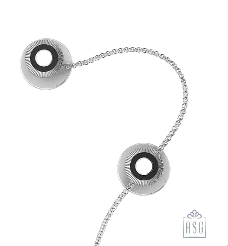 Sterling Silver Kurta Buttons for Men - Black and White Ribbed