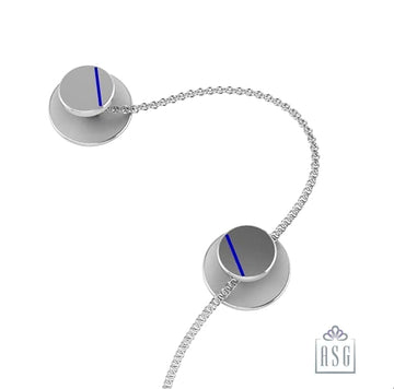 Sterling Silver Kurta Buttons for Men - Blue lined Circles