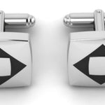 Sterling Silver Cufflinks with a centre kite shaped enamelled square