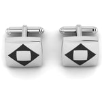Sterling Silver Cufflinks with a centre kite shaped enamelled square