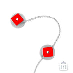 Sterling Silver Kurta Buttons for Men - Red Enamel Squares