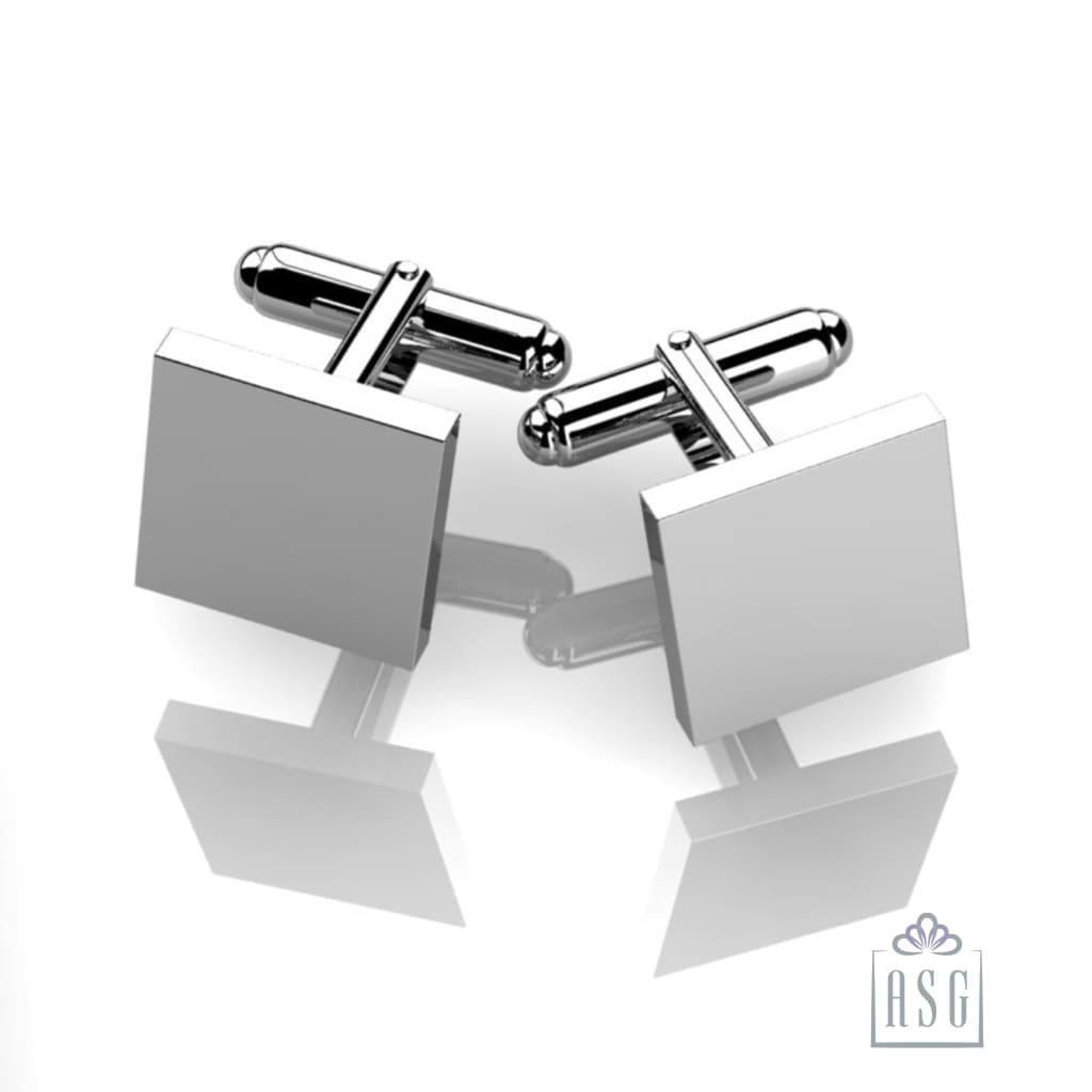 Sterling Silver Cufflinks - Classic Engravable Square