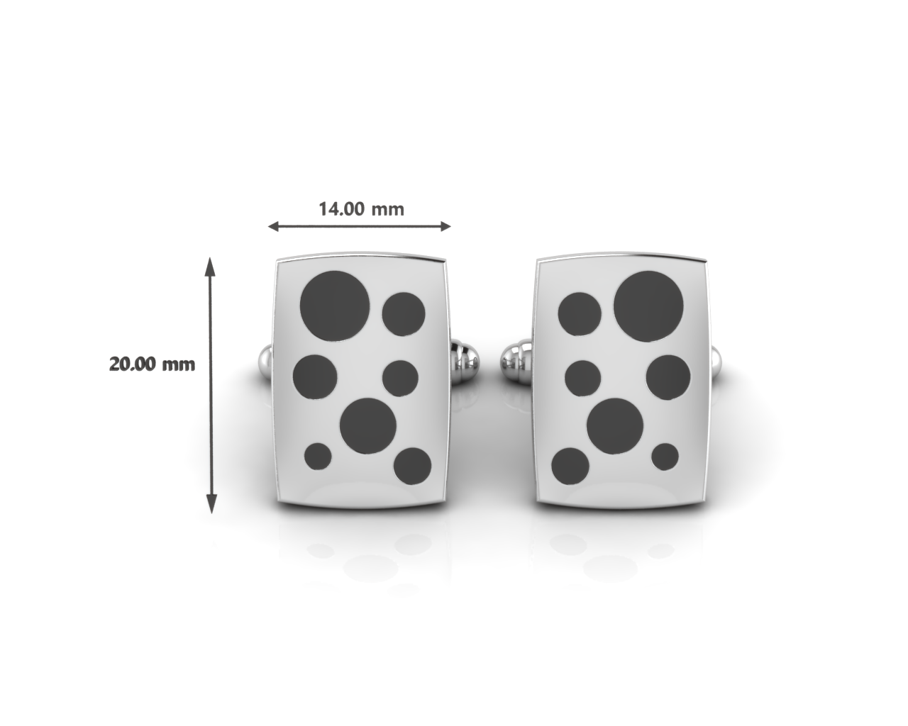Sterling Silver Rectangle Cufflinks - Polka Dots