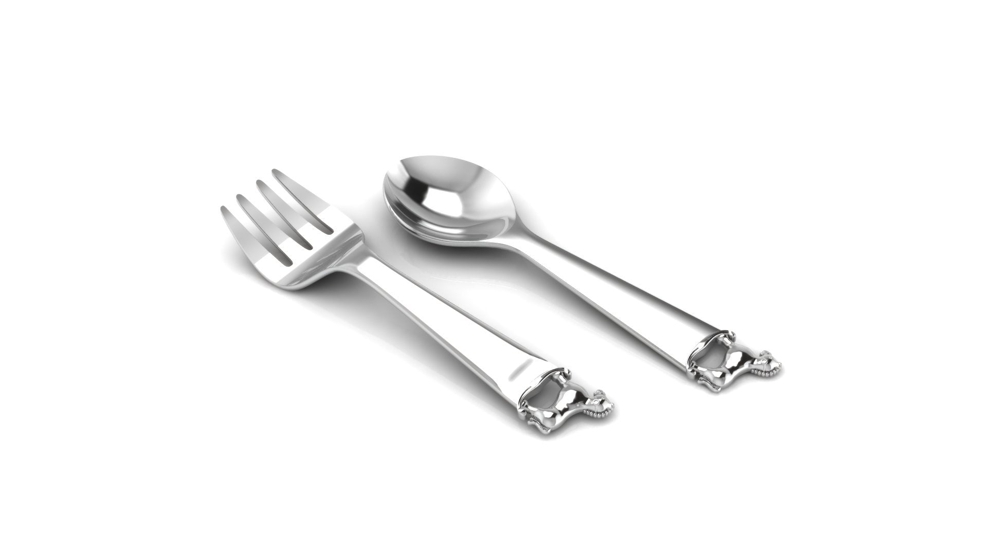 Silver Plated Gift Set For Baby - Hamper With Horse Porringer Bowl & Spoon Fork Set Hampers