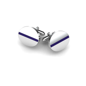 Oval with Linear Enamelled Cufflink