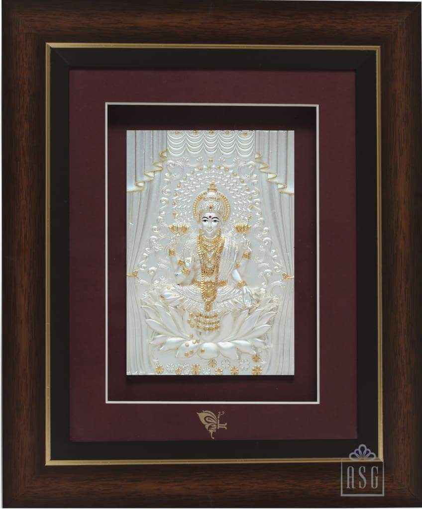 Pure Silver God Photo Frame of Goddess Lakshmi by Isvara