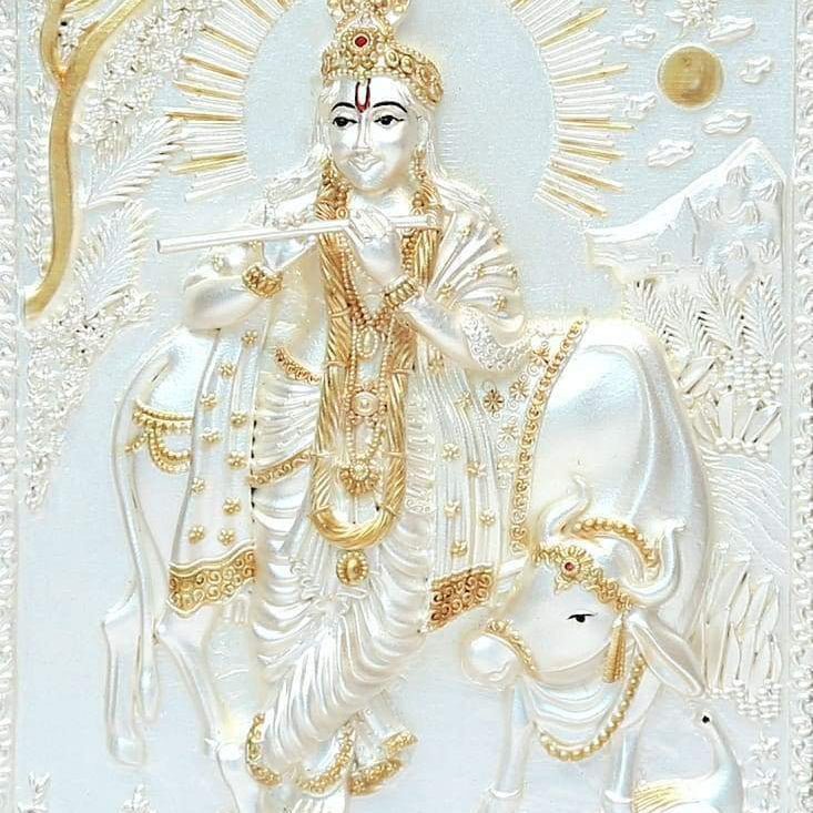 Pure Silver God Photo Frame of Lord Krishna by Isvara