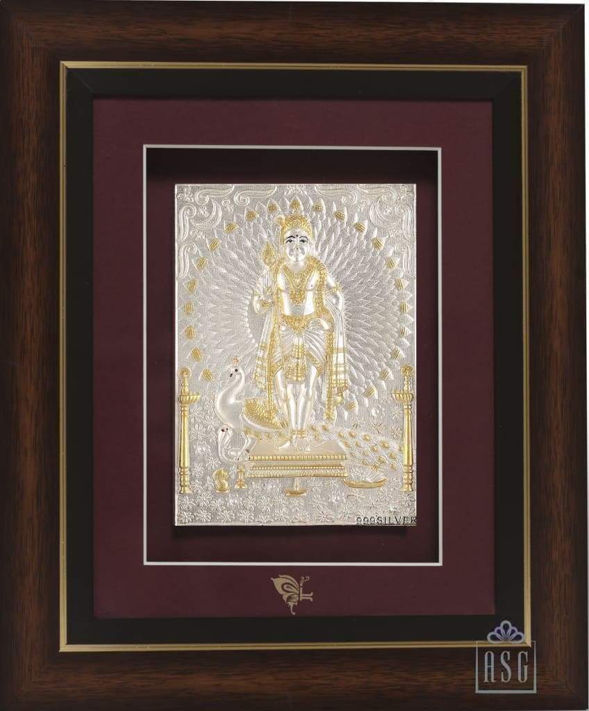 Pure Silver God Photo Frame of Murugan by Isvara