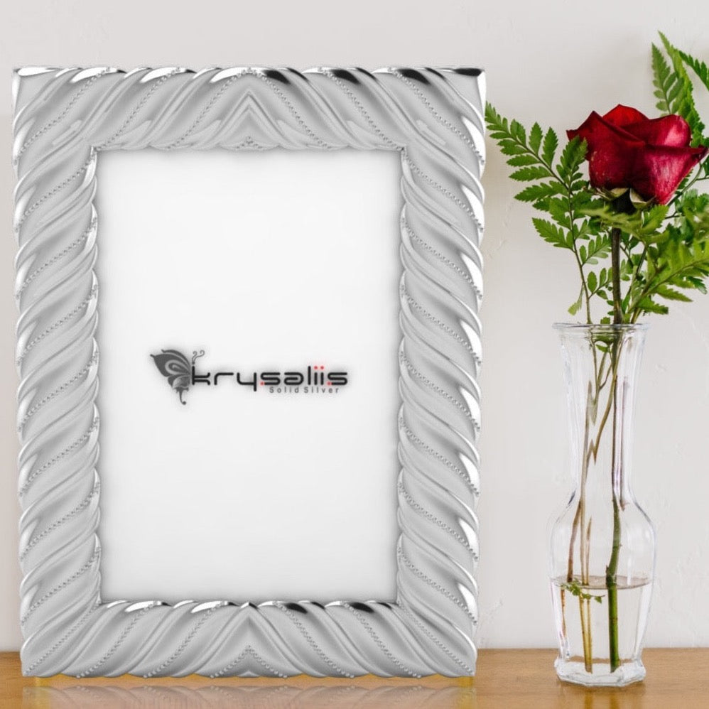 Pure Silver Corded Photo Frame By Krysaliis Frames