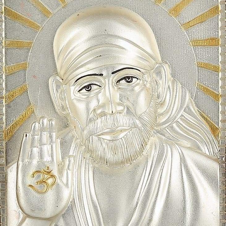 Pure Silver God Photo Frame of Sai Baba face by Isvara