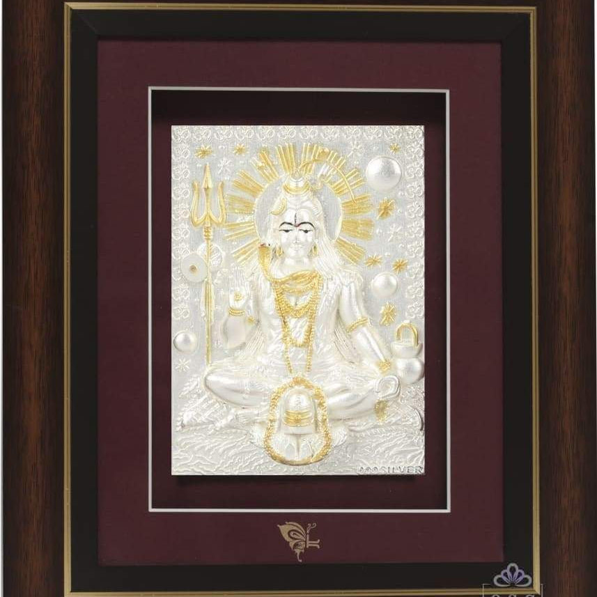 Pure Silver God Photo Frame of Lord Shiva by Krysaliis Isvara