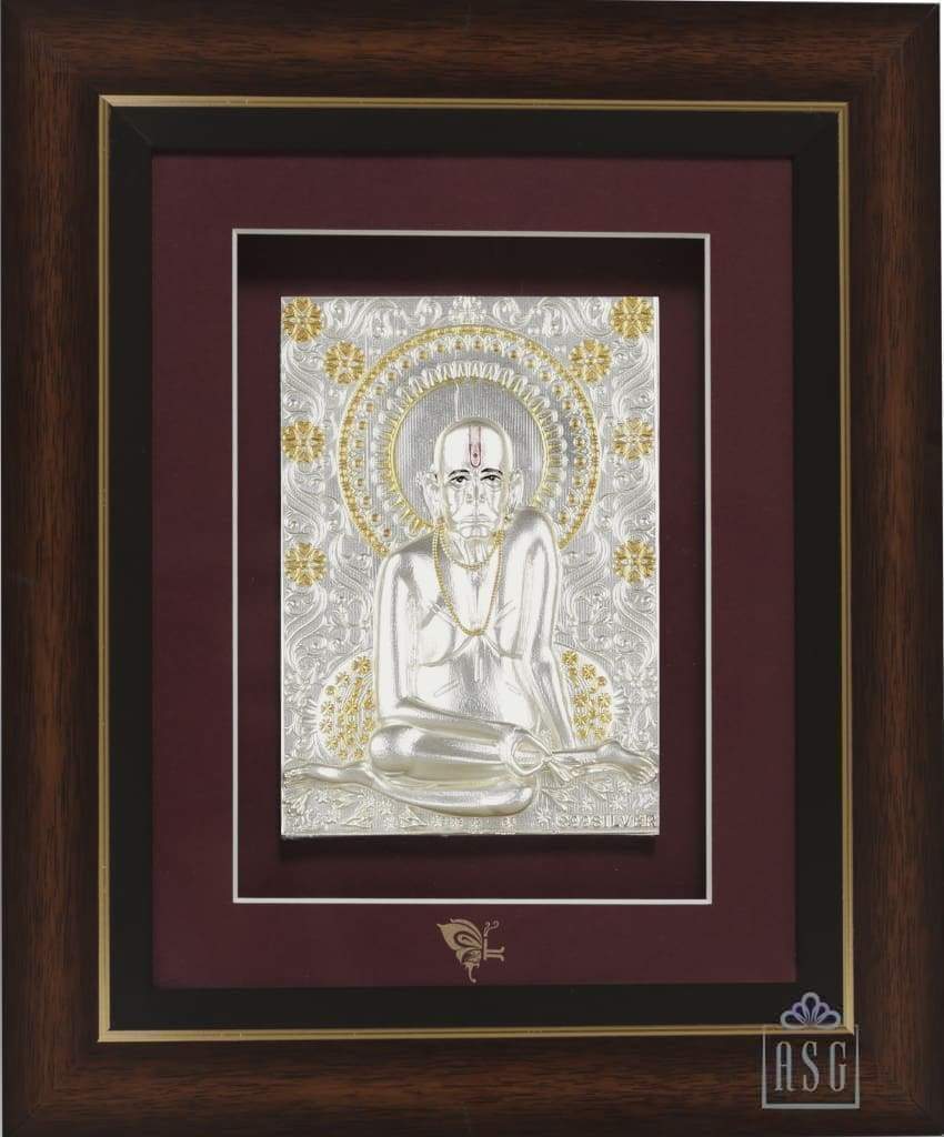 Pure Silver God Photo Frame of Shree Swami Samarth by Isvara