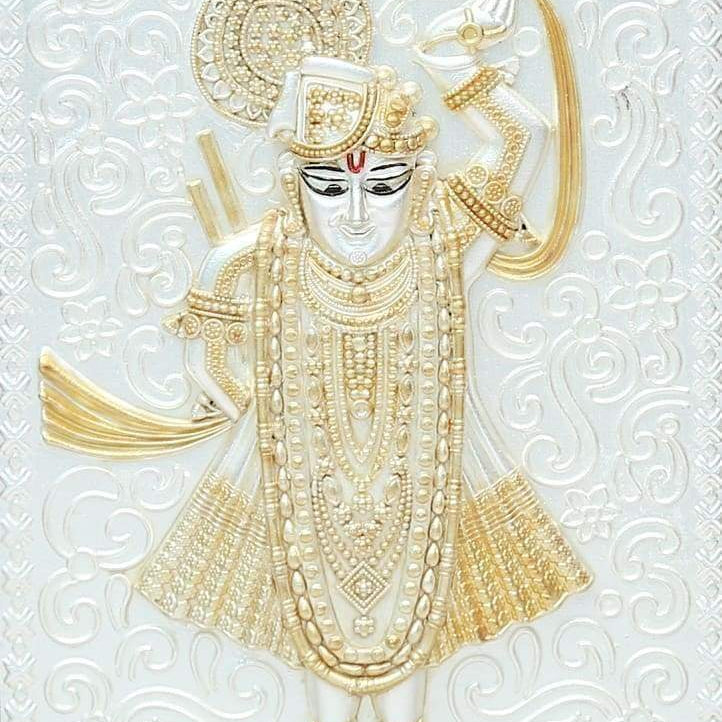 Pure Silver God Photo Frame of Shreenathji by Isvara
