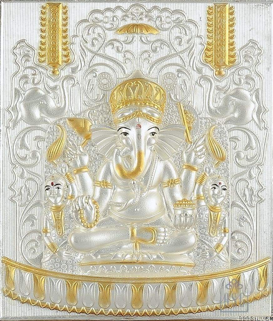 Pure Silver God Photo Frame of Siddhivinayak by Isvara