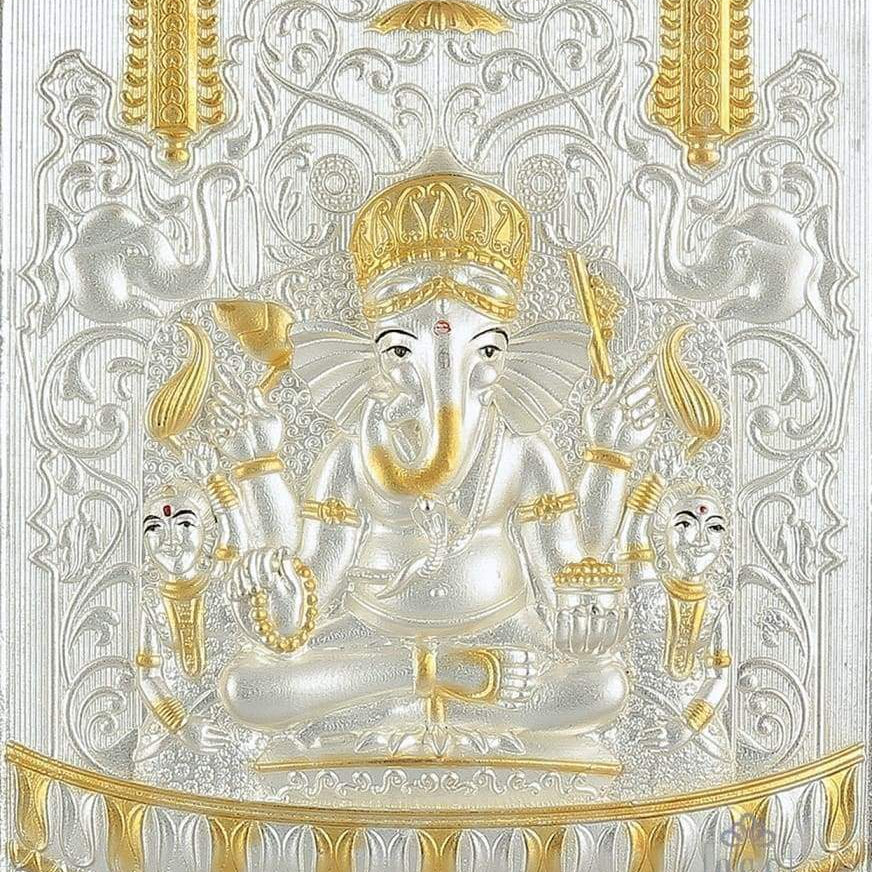 Pure Silver God Photo Frame of Siddhivinayak by Isvara