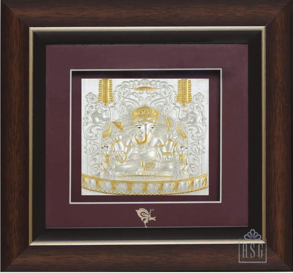 Pure Silver God Photo Frame of Siddhivinayak by Isvara