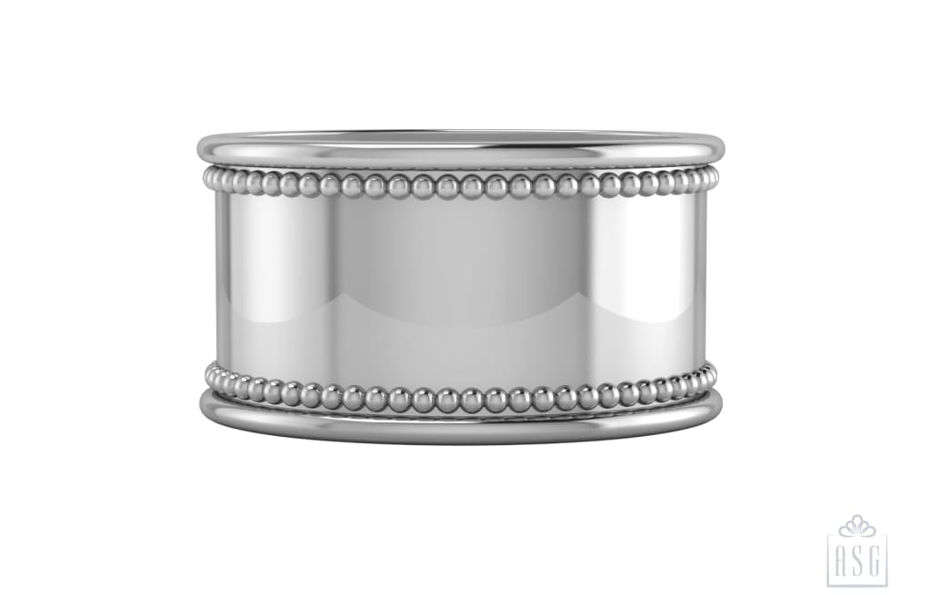 Silver Plated Napkin Ring Set of 2 - Beaded Oval