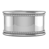 Silver Plated Napkin Ring Set of 2 - Beaded Oval