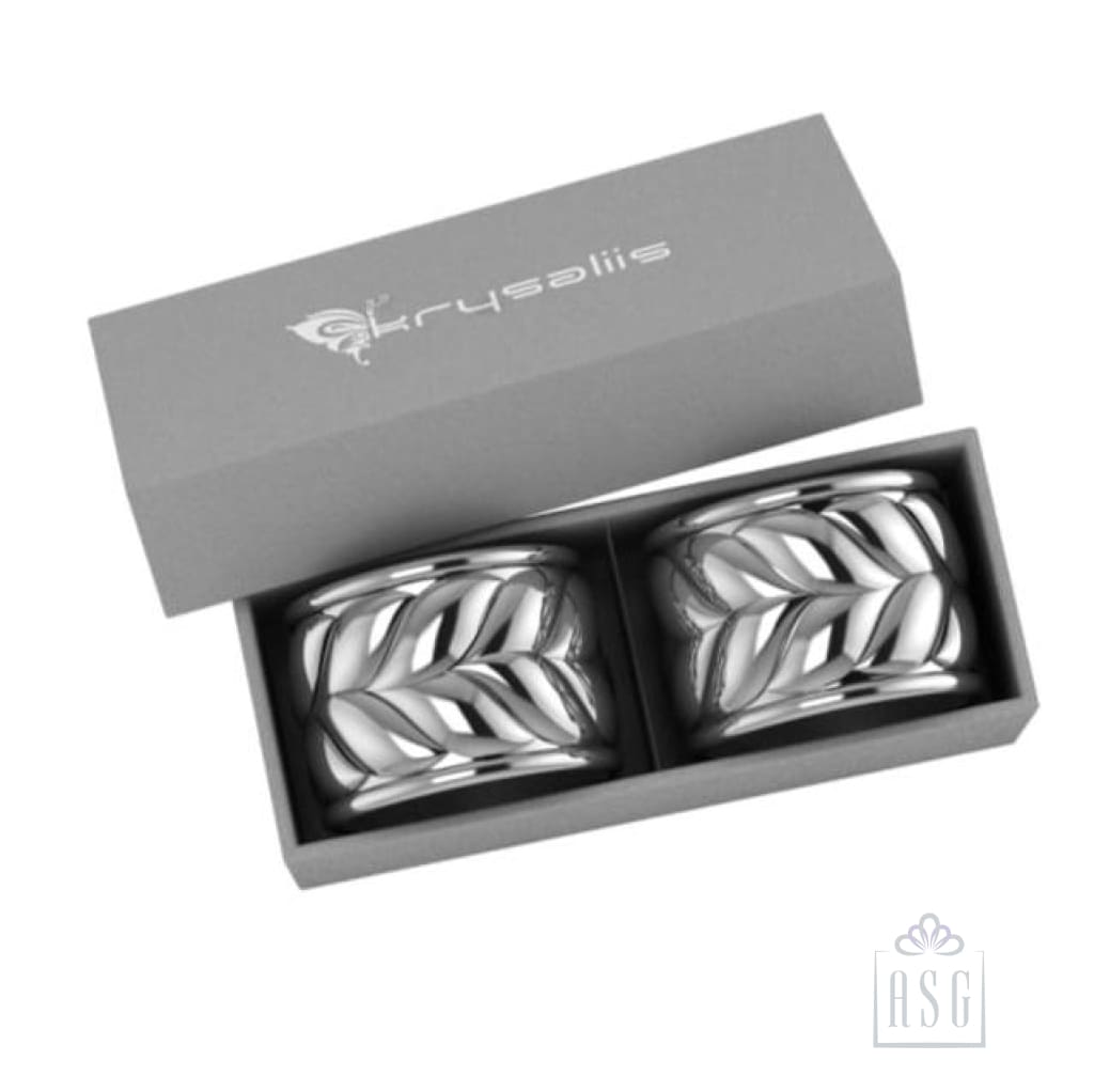 Silver Plated Napkin Ring Set of 2 - Interlace