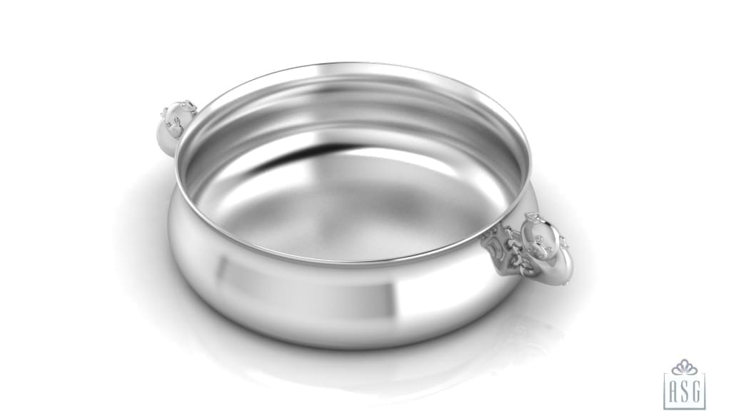 Silver Plated Bowl for Baby & Child - Piggy Handle Feeding Porringer