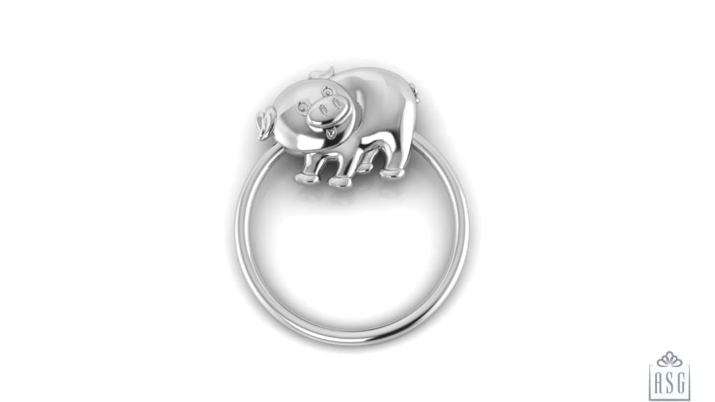 Silver Plated Piggy Ring Baby Rattle