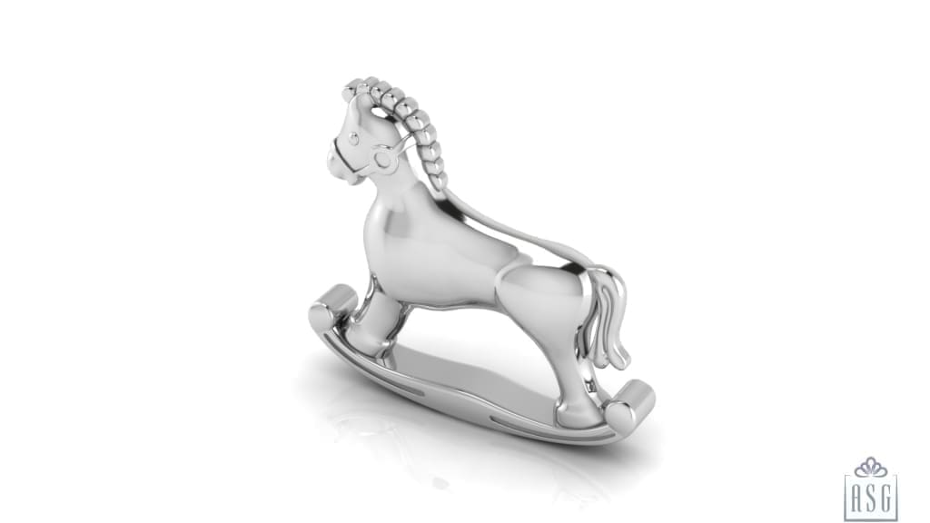 Silver Plated Rocking Horse Baby Rattle