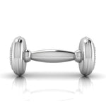Silver Plated Teddy Beaded Dumbbell Rattle