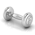 Silver Plated Teddy Beaded Dumbbell Rattle