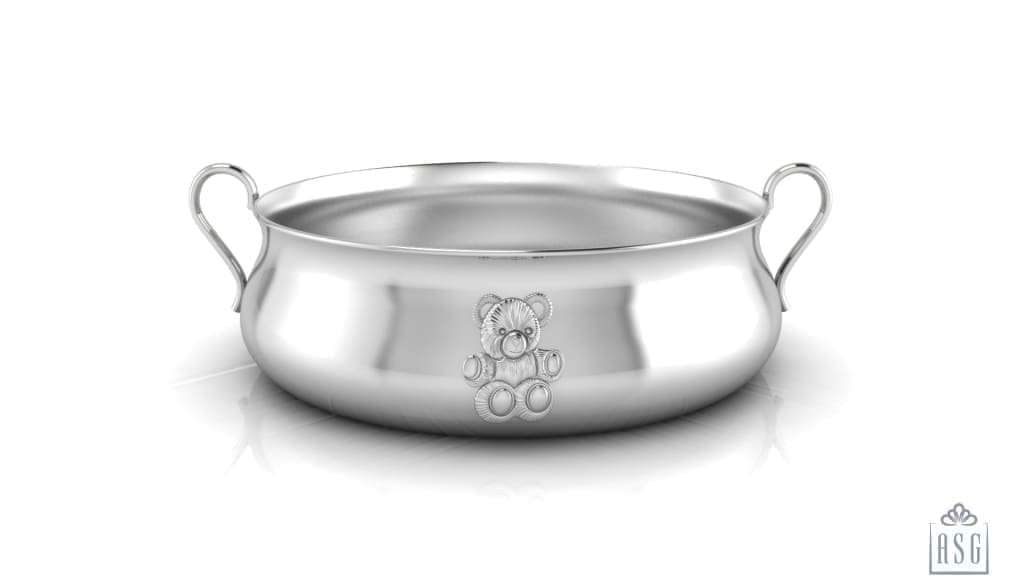 Silver Plated Bowl for Baby & Child - Teddy embossed Feeding Porringer