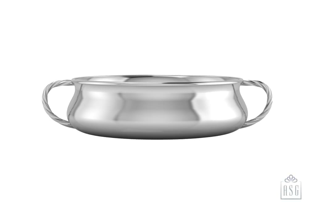 Silver Plated Bowl for Baby & Child - Twisted Handle Feeding Porringer