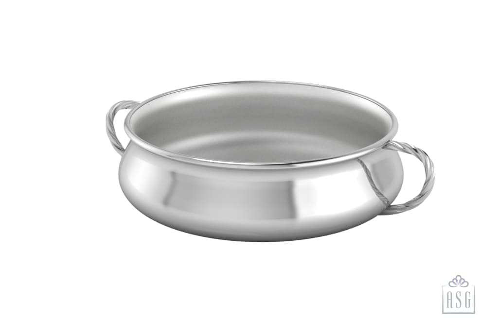 Silver Plated Bowl for Baby & Child - Twisted Handle Feeding Porringer
