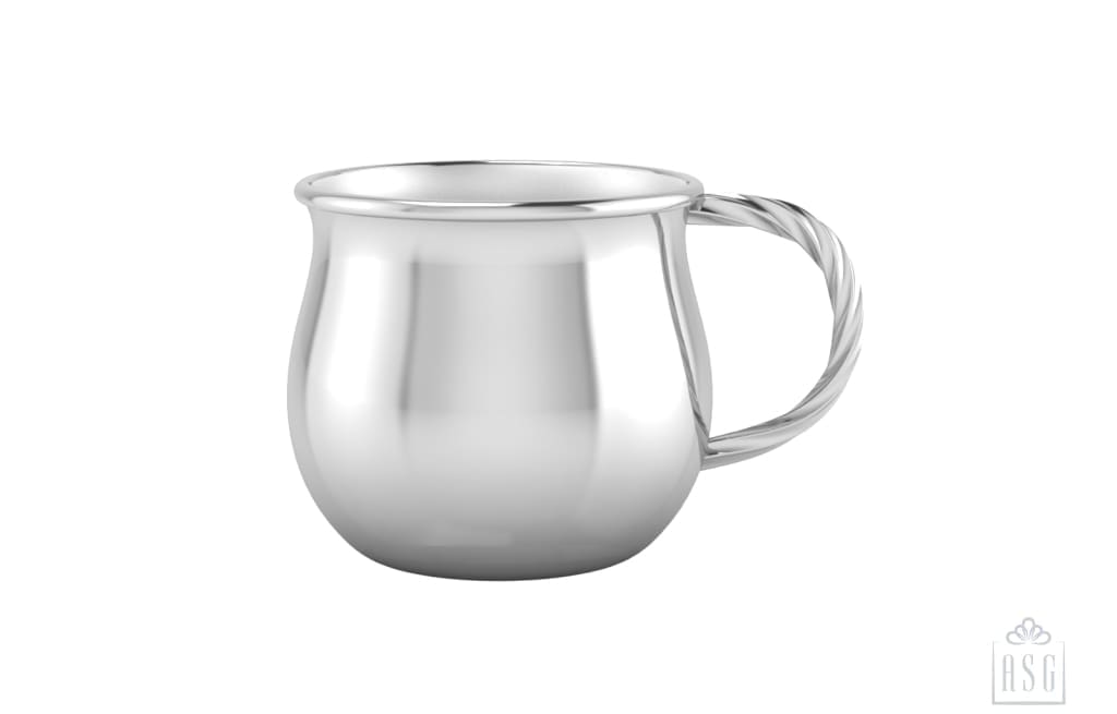 Silver Plated Baby Cup - Bulge with a Twisted handle