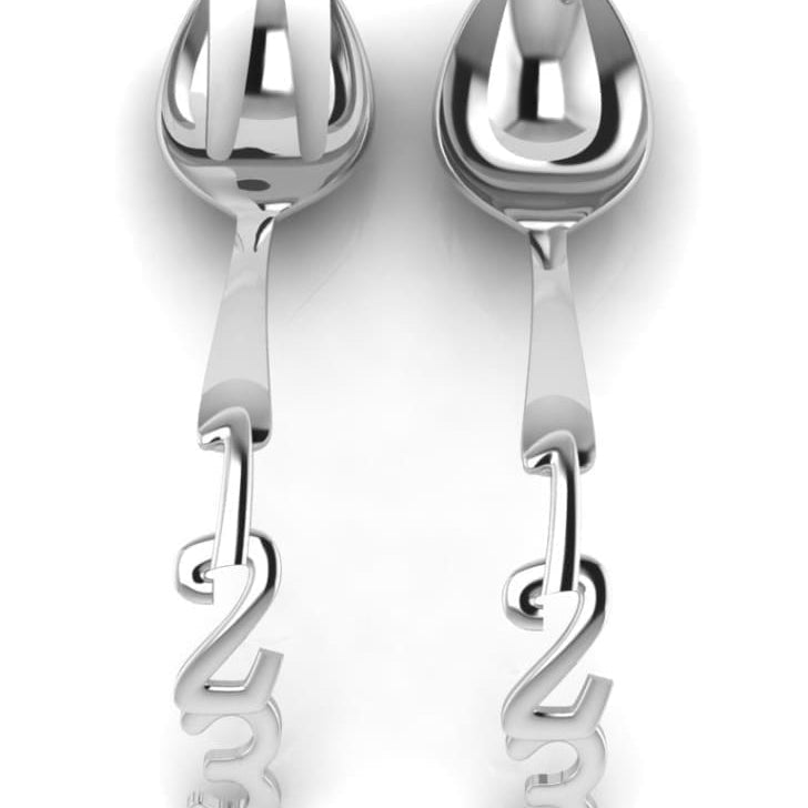 Sterling Silver Spoon & Fork Set - The 123 set