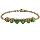 Sterling Silver 18 Kt Gold Plated Heart Babykubes Loose Bracelet For Baby & Child Green / 4