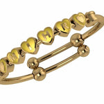 Sterling Silver 18 Kt Gold Plated Heart Babykubes On Plain Pipe Adjustable Bracelet Kada Yellow