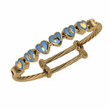 Sterling Silver 18 Kt Gold Plated Heart Babykubes On Twisted Pipe Adjustable Bracelet Kada Blue