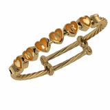 Sterling Silver 18 Kt Gold Plated Heart Babykubes On Twisted Pipe Adjustable Bracelet Kada Orange